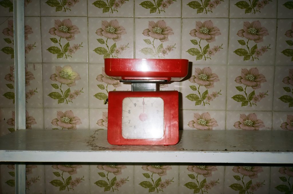 Weighing scales, kitchen, Lebanon. Shot with a Yashica T5 on Kodak Portra 400, 35mm © Thalia Bassim