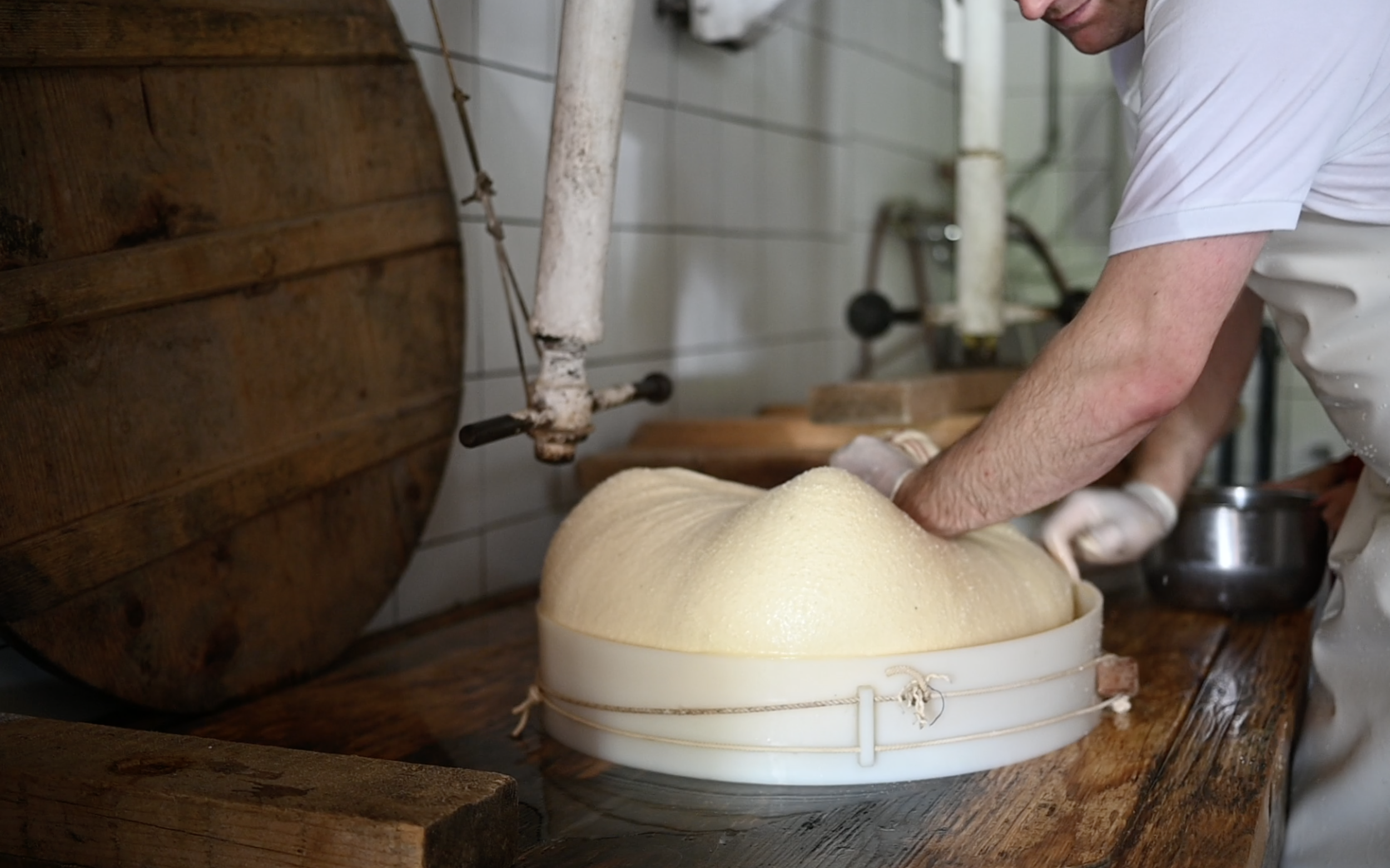 Third-generation cheesemaker Josef Schwärtzler making cheese by hand in Gerisgschwend, Austria. Photo © Philipp Kolmann