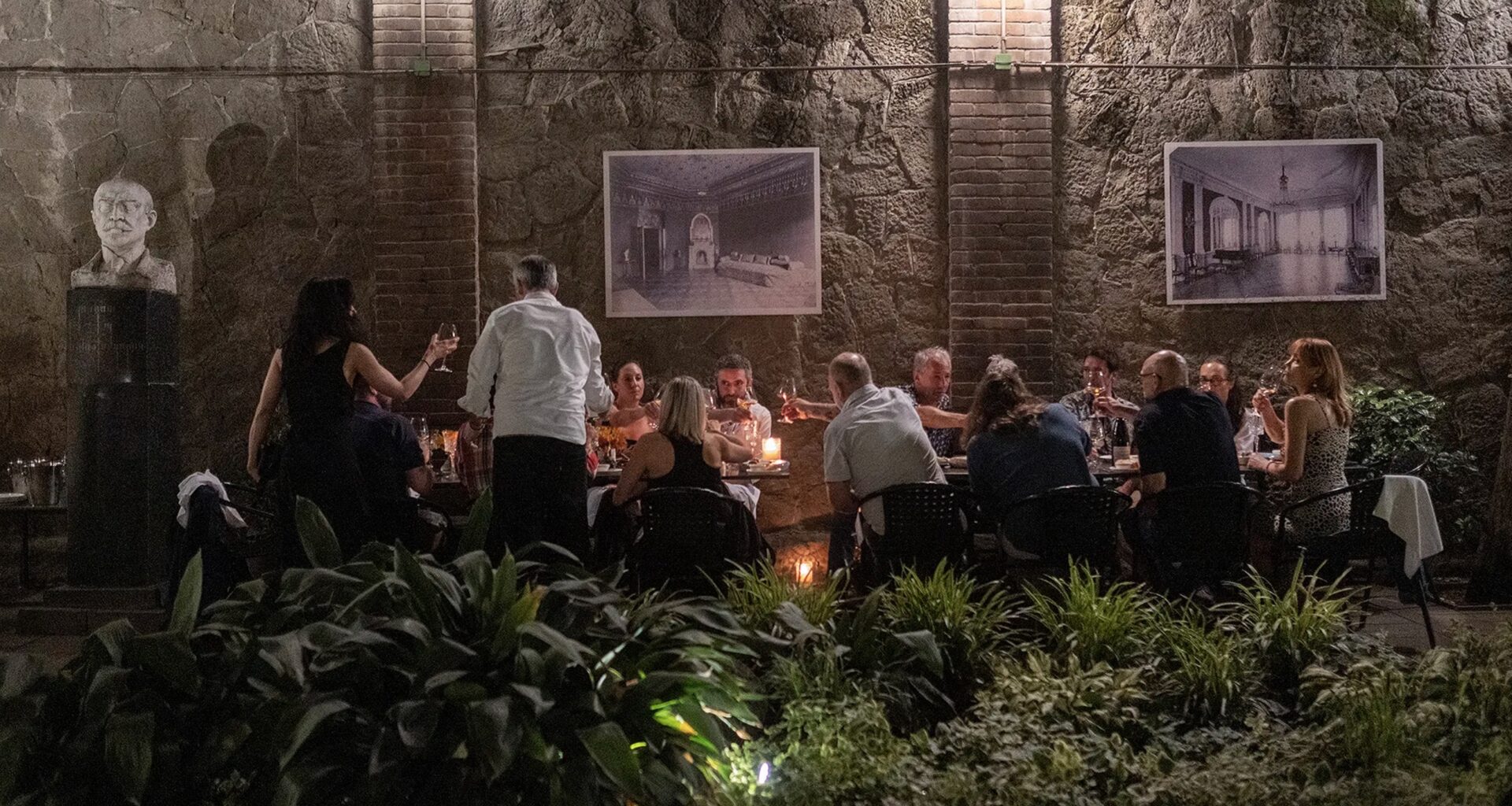 people sittimg together at a dinner table