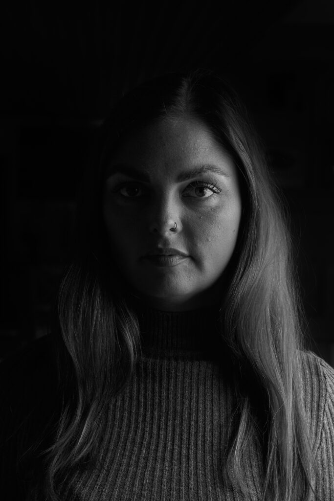 black and white portrait of a person